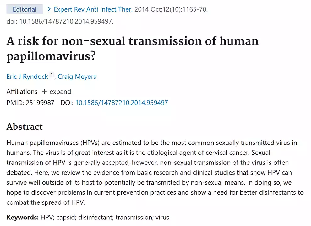 خطر انتقال غیرجنسی ویروس HPV