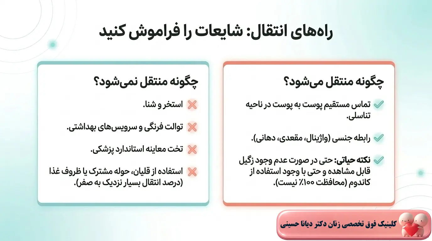 راه های شایع انتقال زگیل تناسلی و اچ پی وی