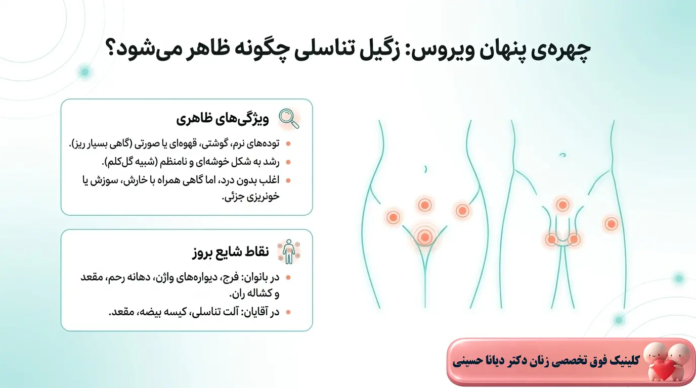 زگیل تناسلی چگونه ظاهر میشود؟